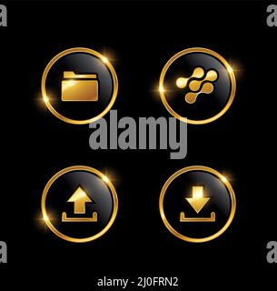Golden carica e scarica vettore segno Illustrazione Vettoriale