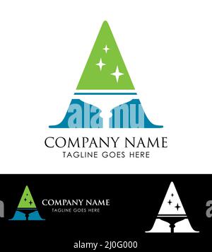 Un set di illustrazioni vettoriali della lettera A del logo del monogramma di pulizia Illustrazione Vettoriale