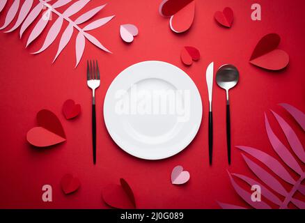 Cena romantica al ristorante il giorno di San Valentino Foto Stock