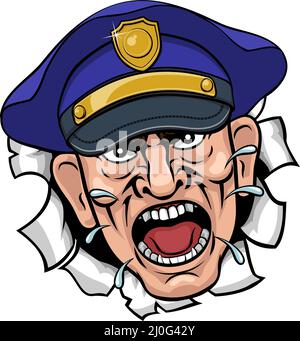 Arrabbiato poliziotto ufficiale di polizia Cartoon Illustrazione Vettoriale