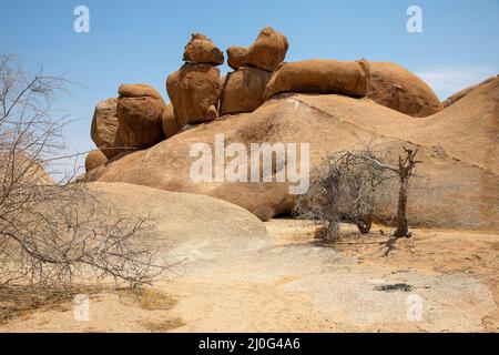 Gruppo di picchi di granito calvo, Spitzkopp, Namibia Foto Stock