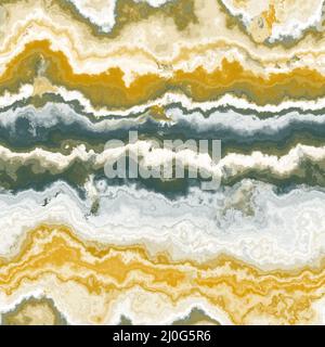 Illustrazione astratta della pietra di marmo in una fortuna d'oro alla moda e colore verde marea. Texture senza giunture Foto Stock