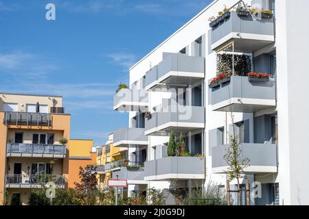 Area di sviluppo immobiliare vista a Berlino, Germania Foto Stock