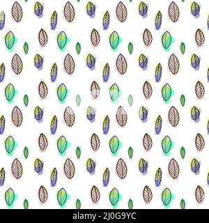 Motivo di foglia botanica su uno sfondo chiaro. Illustrazione botanica di foglie Foto Stock