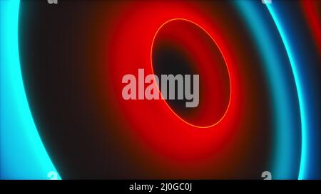 Cerchi al neon astratti, generati dal computer. rendering 3d di sfondo brillante futuristico Foto Stock
