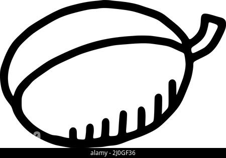 Plum icona disegnata a mano isolato su sfondo bianco. Illustrazione vettoriale del fumetto di frutta. Illustrazione Vettoriale