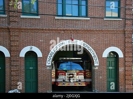 Storico Vigili del fuoco nella città vecchia di Charleston, Carolina del Sud Foto Stock