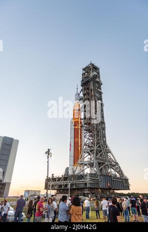 Implementazione del sistema di lancio spaziale della NASA Foto Stock