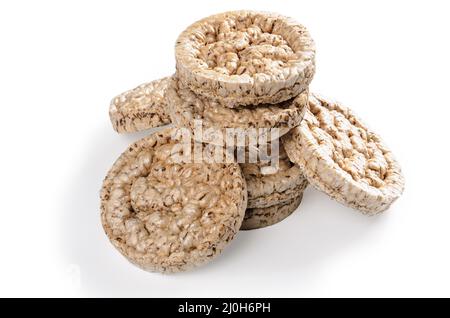 Cereali croccanti su sfondo bianco con tenue ombre Foto Stock