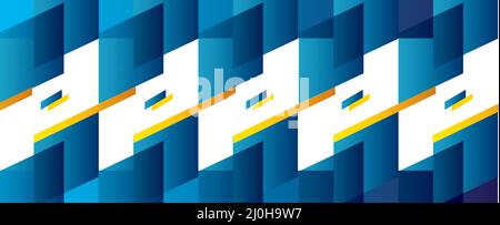 Banner orisontale con disegno astratto di linee di colore blu e giallo, sfondo ucraino Illustrazione Vettoriale