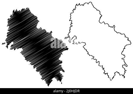 Isola di iOS (Repubblica ellenica, Grecia, arcipelago delle Cicladi) illustrazione vettoriale mappa, schizza schizzo Io, Nios o NIO mappa Illustrazione Vettoriale