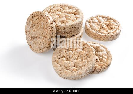 Cereali croccanti su sfondo bianco con tenue ombre Foto Stock