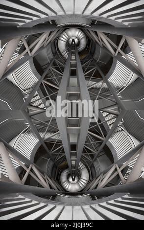 Fotografia sperimentale, scale alla stazione metropolitana Reinoldi, Dortmund, Germania, Europa Foto Stock