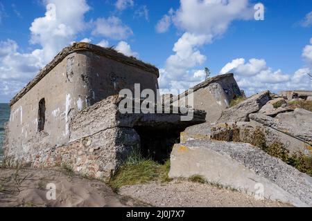 Rovine del forte Karosta difese militari nel Mar Baltico sulla costa della Lettonia Foto Stock