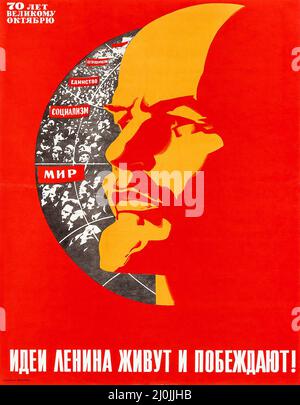 Poster di Propaganda sovietica (1950s) Vladimir Lenin - Poster russo d'epoca - Foto Stock