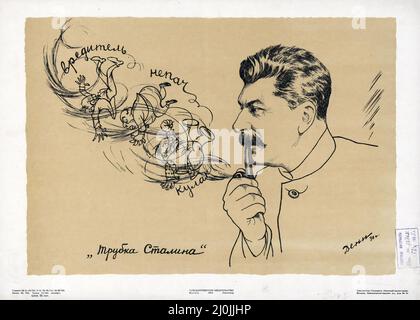 Propaganda russa - Poster russo d'epoca - Trubka Stalina - Josef Stalin's Pipe, 1930 - opera di Viktor Deni (1893–1946) Foto Stock