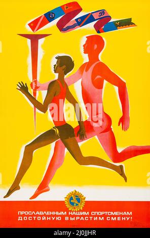 Poster dello sport dell'Unione Sovietica (1973) propaganda sovietica/russa - Poster russo d'epoca. Foto Stock