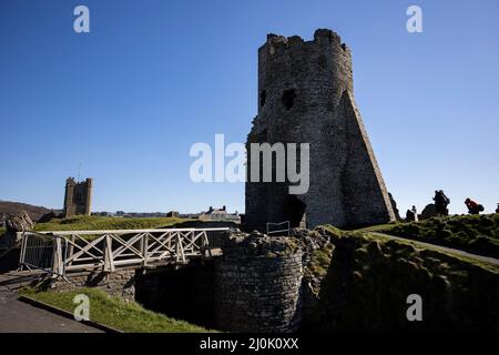 Una vista del castello di Aberystwyth il 19th marzo 2022 Credit: Lewis Mitchell Foto Stock