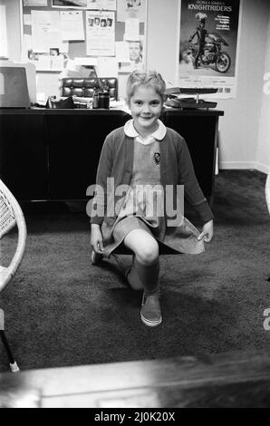 L'attrice bambino di sette anni Drew Barrymore, la giovane star del film E.T. 26th novembre 1982. Foto Stock