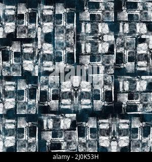 Design senza cuciture in blu marino e bianco grungo astratto per motivi di superficie senza cuciture per la stampa Foto Stock