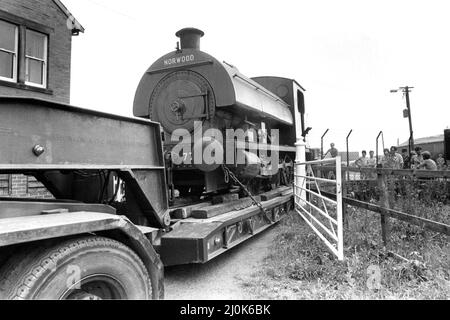 Questo piccolo motore a 040 serbatoi è arrivato per raddoppiare la potenza del vapore al deposito della Bowes Railway a Springlwell il 7th maggio 1981. Il motore, costruito da Andrew Barclay di Kilmarnock nel 1954, è l'aggiunta più recente a stock alla linea di collisioni preservata. Foto Stock