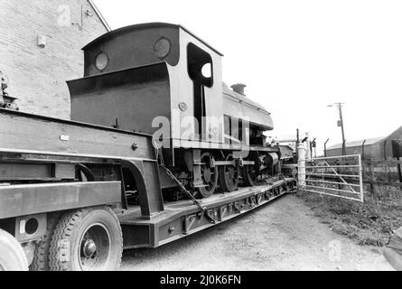 Questo piccolo motore a 040 serbatoi è arrivato per raddoppiare la potenza del vapore al deposito della Bowes Railway a Springlwell il 7th maggio 1981. Il motore, costruito da Andrew Barclay di Kilmarnock nel 1954, è l'aggiunta più recente a stock alla linea di collisioni preservata. Foto Stock
