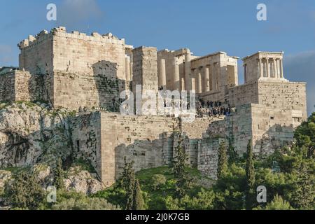Acropolis Long Distant View, Atene Grecia Foto Stock