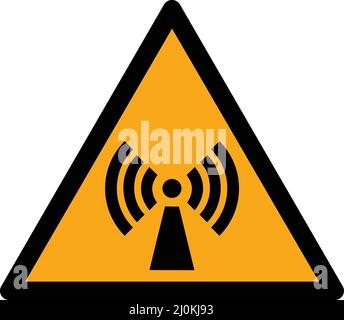 ISO 7010 W005 – radiazione non ionizzante come vettore. Illustrazione Vettoriale