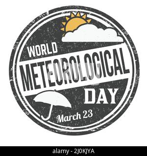 Giornata meteorologica mondiale grunge timbro di gomma su sfondo bianco, illustrazione vettoriale Illustrazione Vettoriale