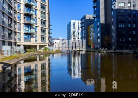 One Vesta Street, Weavers Quay e Lampwick Quay, New Islington, Ancoats, Manchester, Inghilterra, REGNO UNITO Foto Stock