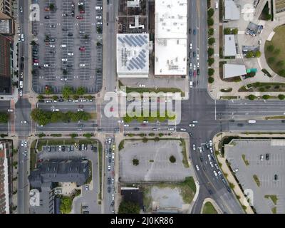 Aerial top view of Nashville downtown street, Tennessee. USA Stock Photo