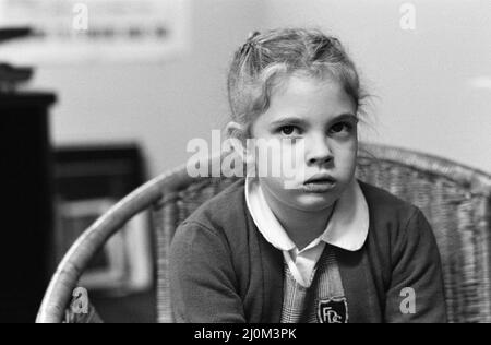 L'attrice bambino di sette anni Drew Barrymore, la giovane star del film E.T. 26th novembre 1982. Foto Stock