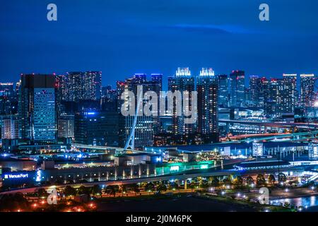 Vista notturna di Tokyo vista da Odaiba, Tokyo Foto Stock