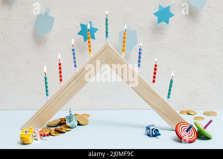 Festa di Hanukkah con candele Foto Stock