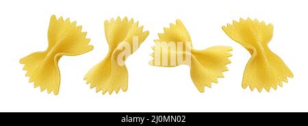 Farfalle pasta isolati su sfondo bianco Foto Stock