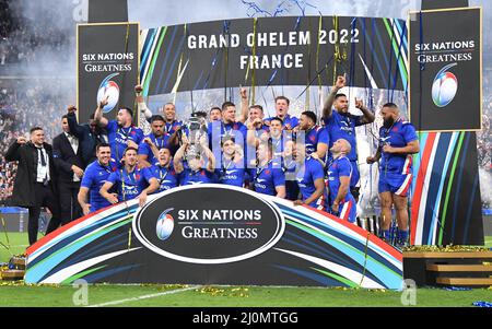 Gaetan BARLOT di Francia, Demba BAMBA di Francia, Matthis LEBEL di Francia, Cyril BAILLE di Francia, Julien MARCHAND di Francia, Uini ATONIO di Francia, Cameron WOKI di Francia, Paul WILLEMSE di Francia, Francois CROS di Francia, Anthony JELONCH di Francia, Gregory ALLDRITT di Francia, Romain di Francia, AMONK di Francia, Gabin VILLIERE di Francia, Jonathan DANTY di Francia, Damian PENAUD di Francia, Gael FICKOU di Francia, Melvyn JAMINET di Francia, Peato MAUVAKA di Francia, Jean Baptiste GROS di Francia, Mohamed HAOUAS di Francia, Romain TAOFIFENUA di Francia, Thibaud FLAMENT di Francia, MAXLUCU di Francia, DYLLUCU di Francia Foto Stock