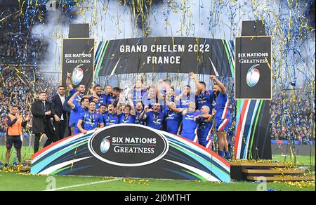 Gaetan BARLOT di Francia, Demba BAMBA di Francia, Matthis LEBEL di Francia, Cyril BAILLE di Francia, Julien MARCHAND di Francia, Uini ATONIO di Francia, Cameron WOKI di Francia, Paul WILLEMSE di Francia, Francois CROS di Francia, Anthony JELONCH di Francia, Gregory ALLDRITT di Francia, Romain di Francia, AMONK di Francia, Gabin VILLIERE di Francia, Jonathan DANTY di Francia, Damian PENAUD di Francia, Gael FICKOU di Francia, Melvyn JAMINET di Francia, Peato MAUVAKA di Francia, Jean Baptiste GROS di Francia, Mohamed HAOUAS di Francia, Romain TAOFIFENUA di Francia, Thibaud FLAMENT di Francia, MAXLUCU di Francia, DYLLUCU di Francia Foto Stock