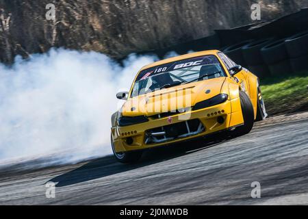 Middlesbrough, Regno Unito. 20th Mar 2022. Paddy Byrne Nissan S15 Teeside Autodrome, Middlesbrough, Regno Unito il 20 marzo 2022 durante il round 1 del British Drift Championship 2022, Craig McAllister Credit: Every Second Media/Alamy Live News Foto Stock