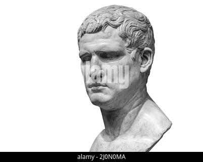 Ritratto del generale romano, statista, e architetto Marcus Vipsanius Agrippa isolato su sfondo bianco Foto Stock