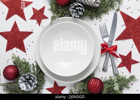 Piatto posa Natale assortimento tavolo natalizio Foto Stock