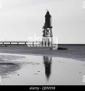 Faro di Oberoverland, Dorum-Neufeld, Wurster costa del Mare del Nord, bassa Sassonia, Germania, Europa Foto Stock