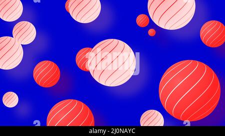 Palline colorate rosse e blu a forma di sfondo, forme geometriche astratte multicolore Foto Stock