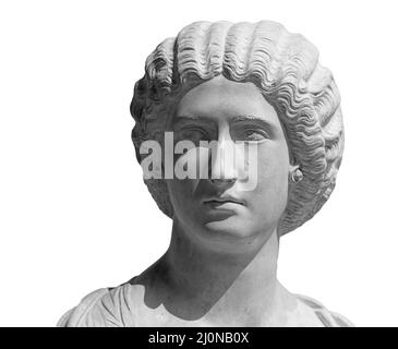 Busto dell'imperatrice Julia Domna. Scultura antica isolata su sfondo bianco. Ritratto classico donna antichità Foto Stock