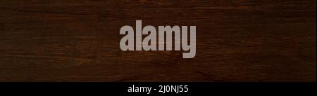 Panorama Long Banner Teak Board legno scuro marrone colori trama per la trama superficiale Foto Stock