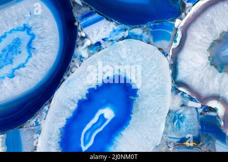 Sorprendente trama agat con superficie ornamentale blu. Foto Stock