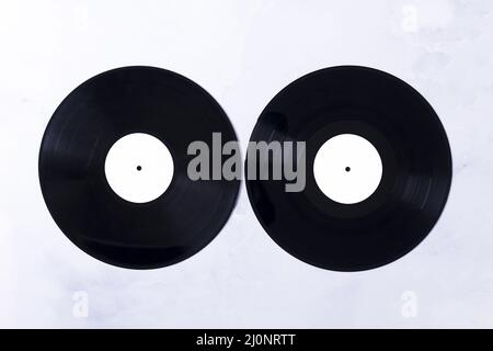 Vista dall'alto dischi in vinile. Alta qualità e risoluzione bellissimo concetto di foto Foto Stock