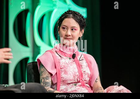 AUSTIN, TEXAS - MARZO 19: Michelle Zauner parla sul palco a 'Keynote: Michelle Zauner' durante 2022 SXSW Conference and Festivals al Centro Congressi di Austin il 19 Marzo 2022 ad Austin, Texas.(Maggie Boyd/Sipa USA) Credit: Sipa USA/Alamy Live News Foto Stock