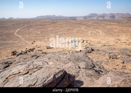 Agrour Amogjar ospita antichi dipinti rupestri, Mauritania Foto Stock