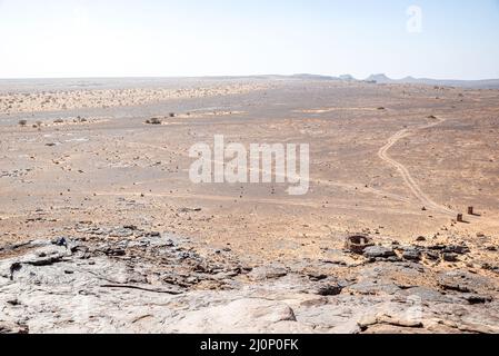 Agrour Amogjar ospita antichi dipinti rupestri, Mauritania Foto Stock