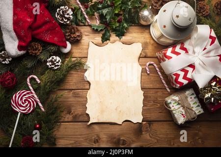 Vista dall'alto elenco babbo natale vuoto. Alta qualità e risoluzione bellissimo concetto di foto Foto Stock